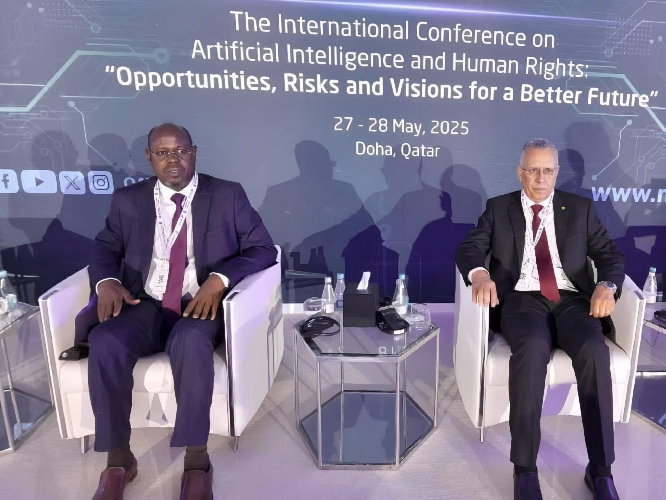 You are currently viewing رئيس اللجنة الوطنية لحقوق الانسان البكاي ولد عبد المالك يشارك في مؤتمر دولي حول الذكاء الاصطناعي وحقوق الإنسان في الدوحة